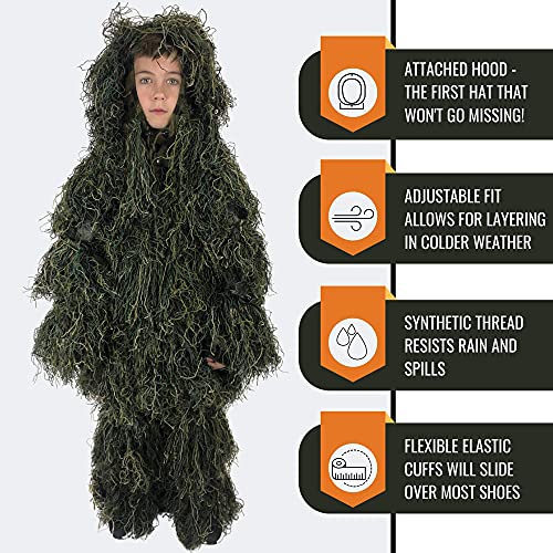 Arcturus Ghost Kids Ghillie Suit - Super-Dense, Double-Stitched Design | Advanced 3D Hunting Or Airsoft Gear For Kids #TOP1