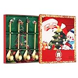 Weihnachts Kaffee Löffel - 4 Stücke Edelstahl Festliches Besteck | Löffel für heiße Schokolade | Für Küche Haushalt Kochen Abendessen Dessert Kuchen Suppe Restaurant Hotel Milchshake