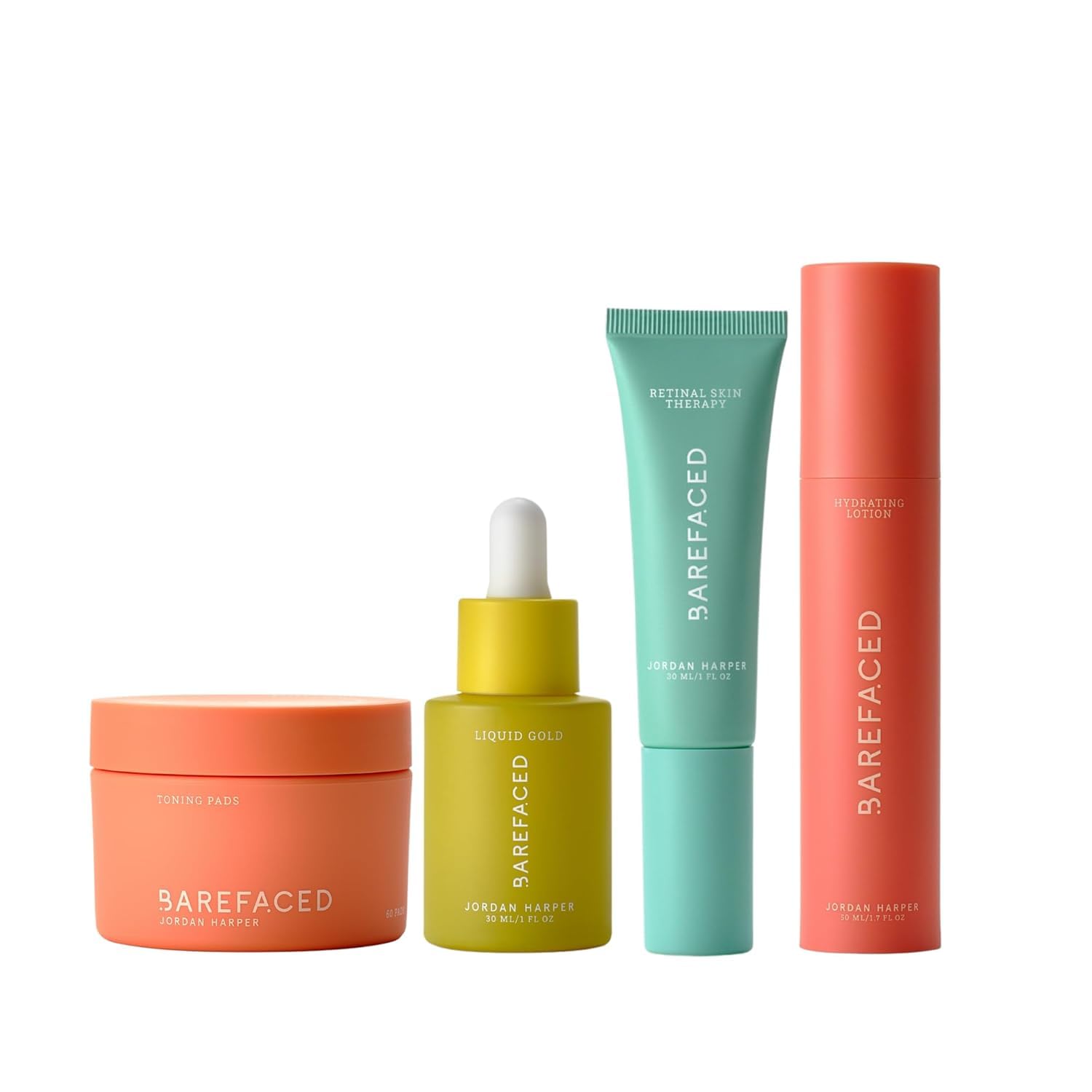 Barefaced Anti-Aging Bundle - Toning Pads, Liquid Gold, RetinAL, Hydrating Lotion - Brighten, Retexture, and Hydrate Skin