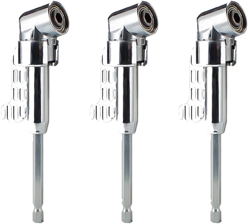 3PCS Right Angle Drill Adapter, 105 Degree Batch Head Corner Changer, Right Angle Screwdriver Head Used for Easy Disassembly/Narrow Gap Blind Spot Screws(Long Corner Turning Device)