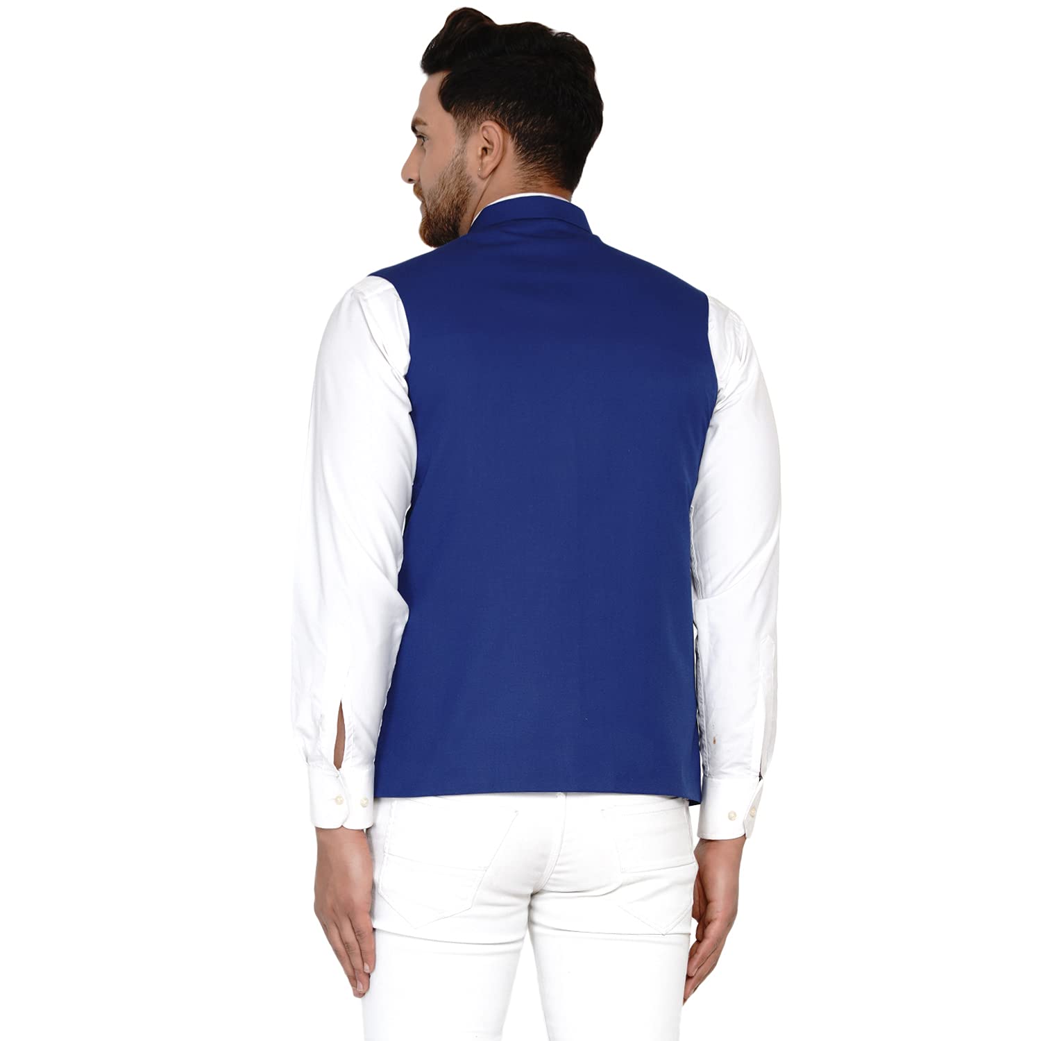 Veera Paridhaan Men's Solid Nehru Jacket (Blue, Size-36) 2