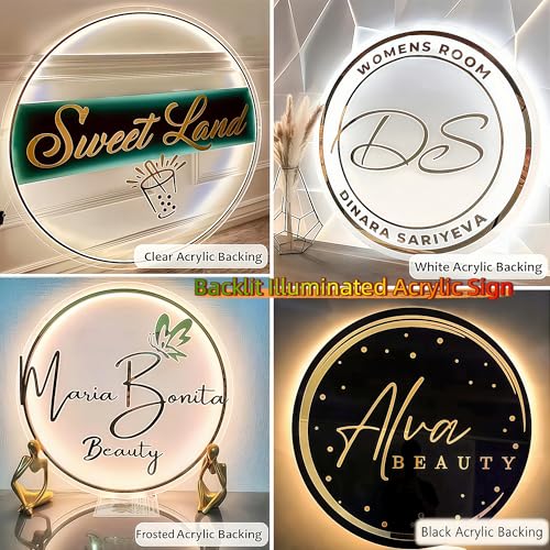 Image of CIONAOR Custom Neon Sign, Personalized LED Backlit Business and Wedding Logo Signage, Illuminated Metal Name Sign for Salon Beauty Nail Studio, UV Printed Customizable Images, Professional Wall Decor Lighting
