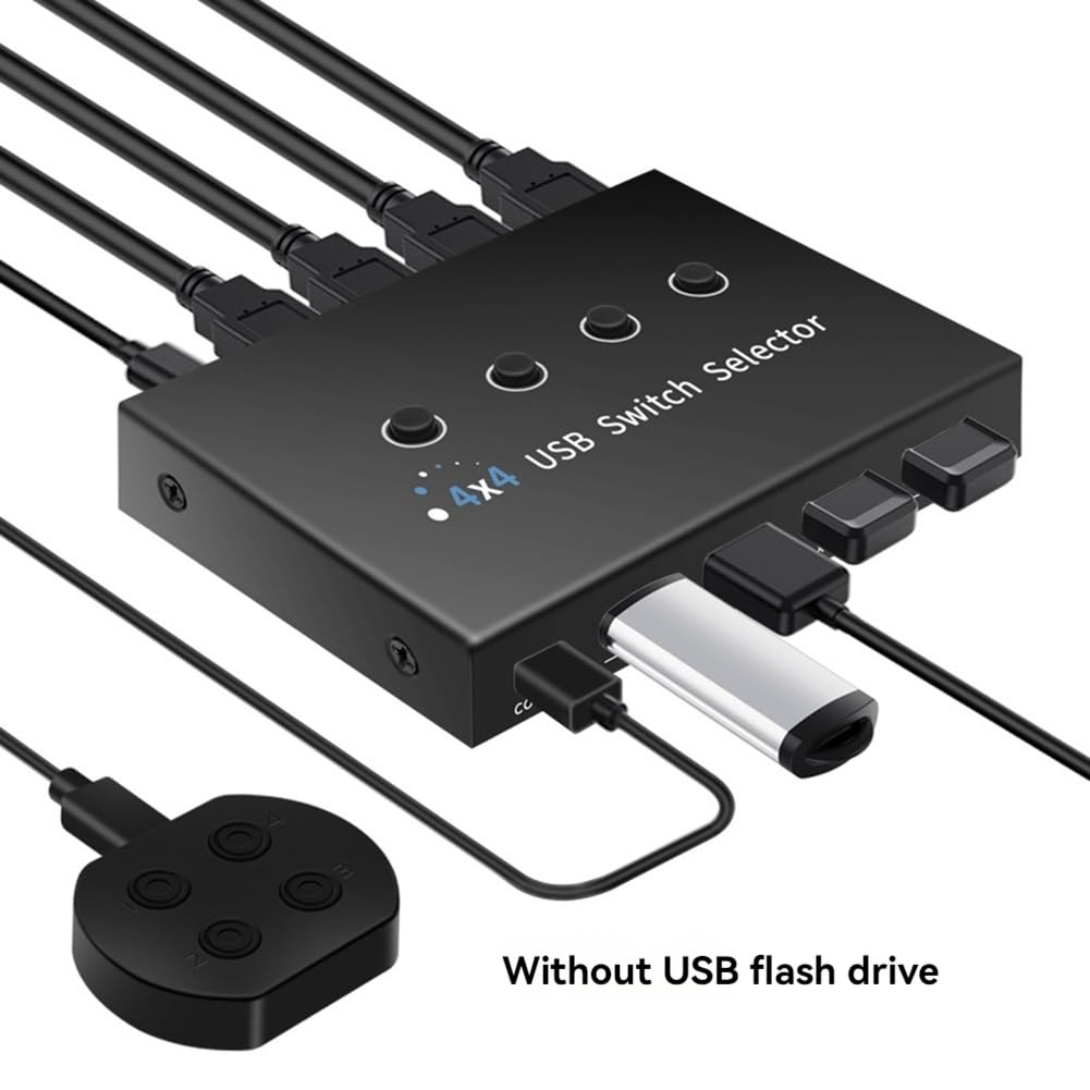 Swiixxer 4 in 4 Out KVM USB2.0 anahtarı Hub adaptörü USB2.0 yazıcı