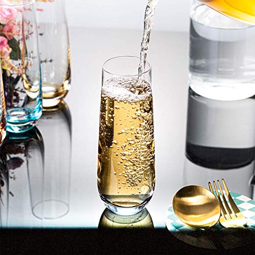 Sunnow Vastto 10 Ounce Multicolor Stemless Champagne Flute Glass,For Wedding And Party,6 Pack #TOP5