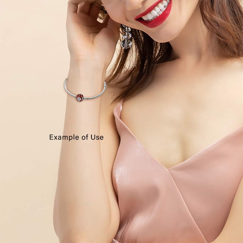 Love Basketball Charm for Bracelet or Necklace for Women by Ginger Lyne | European Style Bead Clear Cubic Zirconia Red Sterling Silver | Athletic Gifts for Her - Image 5