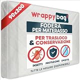 WRAPPYBAG – Sacco Protettivo per Materasso in Plastica – Copertura Impermeabile per Trasloco, Magazzinaggio e Trasporto – Matrimoniale alla francese - 90x200 cm