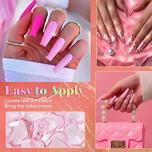 Beetles 20Pcs Gel Nail Polish Kit Women's Day Gift, With Top Coat And Base Gel - Pink Generation Girly Colors Sweet Pink Red Nail Art Solid Shimmer Glitters Colors Gifts For Women #TOP2