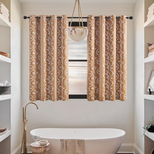 LIMON HOME Short Blackout Curtains for Bedroom Windows,Boho Patterned Terra