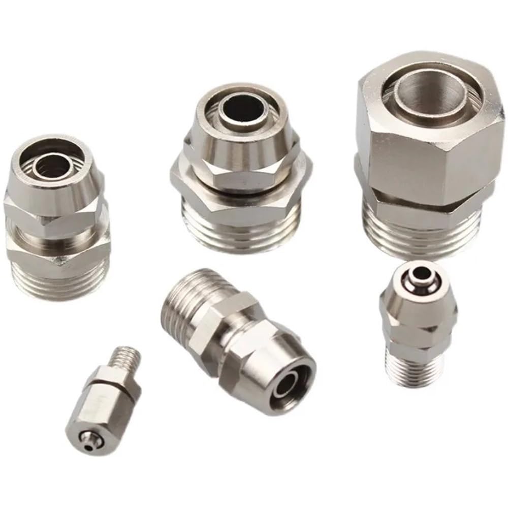 10/50 Unidades de racores neumáticos métricos PC, unión con Rosca 4-M5 M6 M8 M10 M12, Conector rápido for Manguera y Tubo(PC6-M8x1.25,200 PCS)