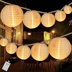 Lampes à cordes de lanterne à corde solaire pour le chanvre extérieur 30.7 FT , Lampes à cordes de jardin imperméables USB Alimentation solaire double avec 8 Modes Minuteur,20+1 Lanterne Convient pour Jardin Terrasse Café Pub Décor extérieur
