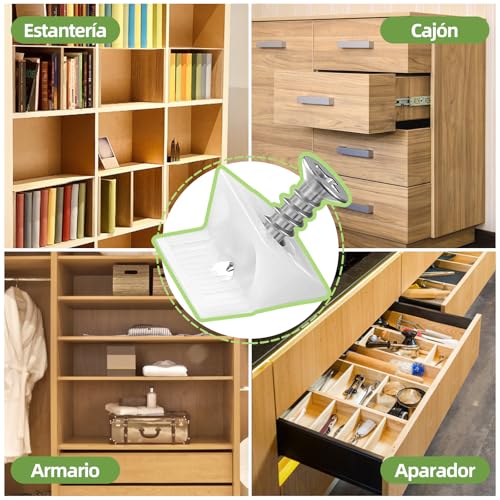 Miniatura 6 de Lihao Cuñas De Reparación Soporte Fijación De 120 Piezas, Cuñas Estabilizadores De Blanco Posterior Plana Estabilizadores Con Tornillos, Cuñas De Inferior Cajón Plastico Para Cajones Y Muebles
