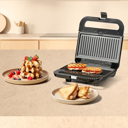 Miniatura 6 de Ufesa Sandwichera 3 En 1 Robson, 850w, Placas Intercambiables Grill, Gofre Y Sándwich, Antiadherentes 21,6x12cm, Indicador De Temperatura, Asa Fría, Cierre De Seguridad, Protección Sobrecalentamiento