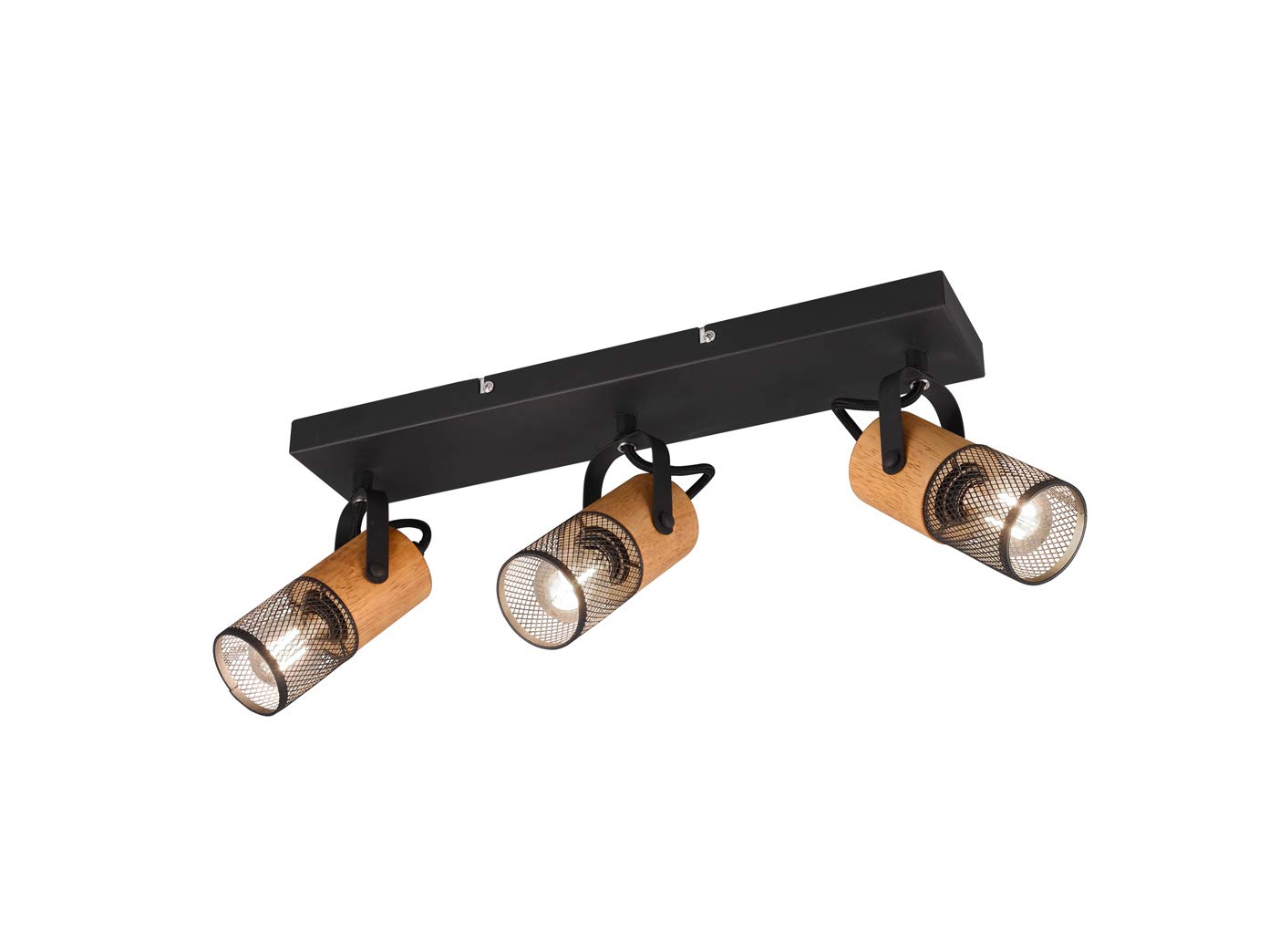 Trio Leuchten Matt Black Tosh 804300332 Spotlight Metal Black Matt Wood Excl. 3X E14