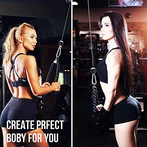 ANMKOT Pulley System Gym,LAT Pull Downs Arm Strength Training Weight Triceps Rope with Loading pin Pulley Cable Machine Attachment Pulley System for Home Gym Workout Equipment