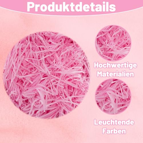 200 Gramm Geschreddertes Papier, Füllmaterial für Geschenkboxen und Pakete, Rosa Füllmaterial Geschenkverpackung, Holzwolle Fülmaterial für Geschenkkörbe, Papierschnipsel FüllmateriaL