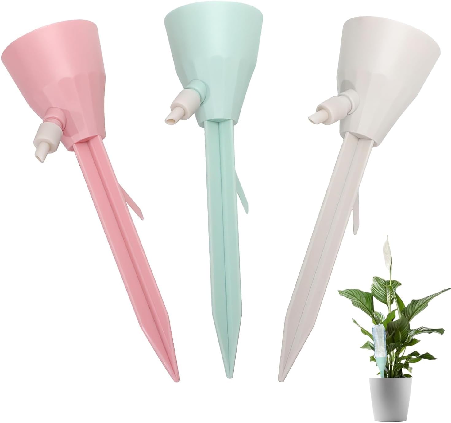Automatic Watering Prongs, New Upgraded Adjustable Plant Automatic Watering Device, Drip Irrigation System with Slow Release Control Valve Switch - Suitable for Outdoor Indoor Plants 3 Pieces