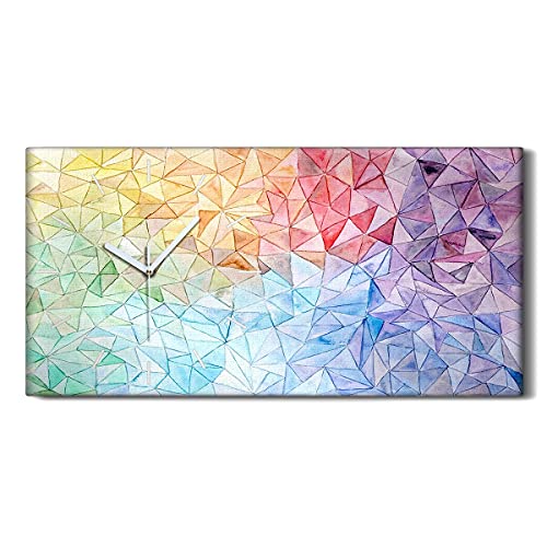 Horloge sur Toile Triangles Abstrait géométriques Salon Chambre 60x30cm - 2