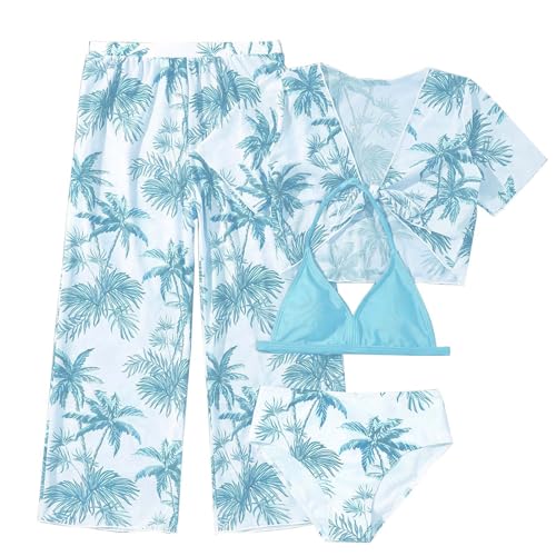 Maillot de bain anti-UV fille 3 pièces avec chapeau de soleil menthe