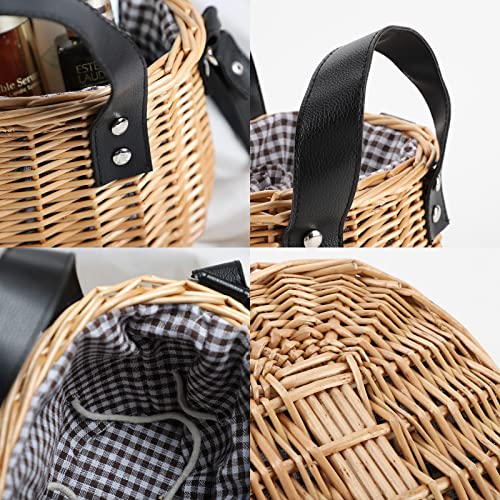 Image of YAHUAN Summer Straw Bag for Women Wicker Purses Woven Wicker Basket Handbag with Lining Beach Sea Rattan Tote