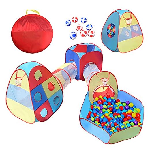 Tienda de campaña y túnel para niños, 5 unidades, Oricool Pop Up para niños, juguete de túnel de rastreo para niños pequeños, bolsa de almacenamiento con cremallera, 8 bolas de dardos