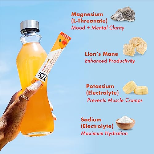 Iqmix Sugar Free Electrolytes Powder Packets - Hydration Supplement Drink Mix With Keto Electrolytes, Lions Mane, Magnesium L-Threonate, And Potassium Citrate - Peach Mango (20 Count) #TOP3