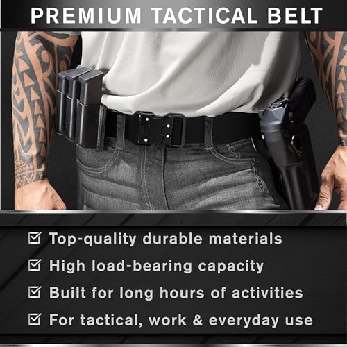TECEUM Tactical Belt – Black B6 XXL – Heavy-Duty Military, Work, Hiking,Rigger, Utility, EDC Men’s Belts – Quick-Release – Nylon Web2