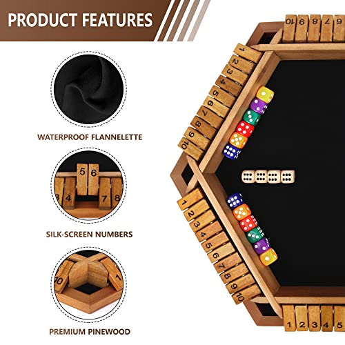 Nicecho Shut The Box Juego de Mesa de Madera para 2-6 Jugadores miniatura 3