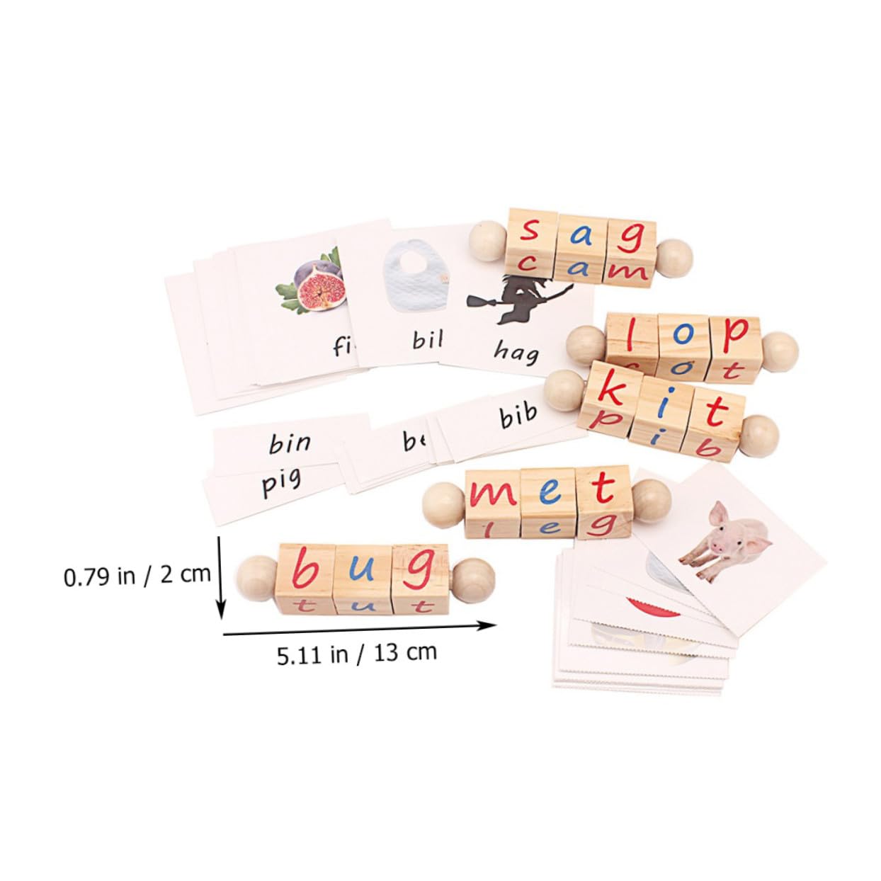 Bloque de Letras Giratorias, 1 Juego, Madera y Papel, para Niños