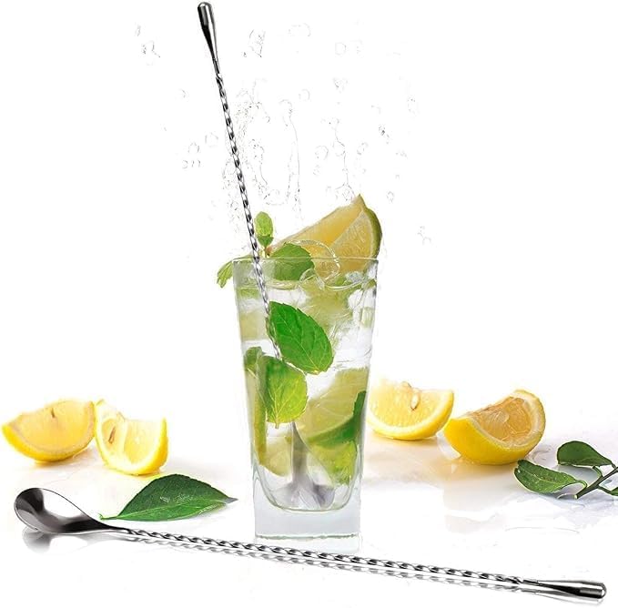 Stainless Steel Bar Spoon | Teardrop Twisted Design Bar Stirrer, Set of 3