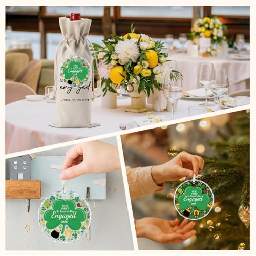 Image of Engaged Gifts Engagement Gifts for Couples Her, Engagement Party Decorations for Women Couple Bride Our St. Patrick's Day Engaged Wine Bag Acrylic Ornament 2026