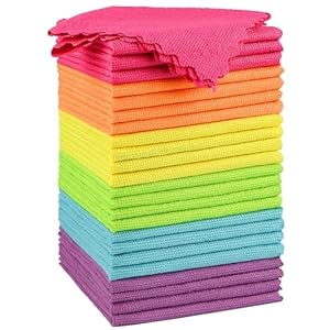 Orighty Microfiber Cleaning Cloth, 24 Pack Highly Absorbent Cleaning Rags, Household Cleaning Supplies, Reusable Lint Free Cloths Microfiber Rag for House, Kitchen, Car Care, 12×11 inch