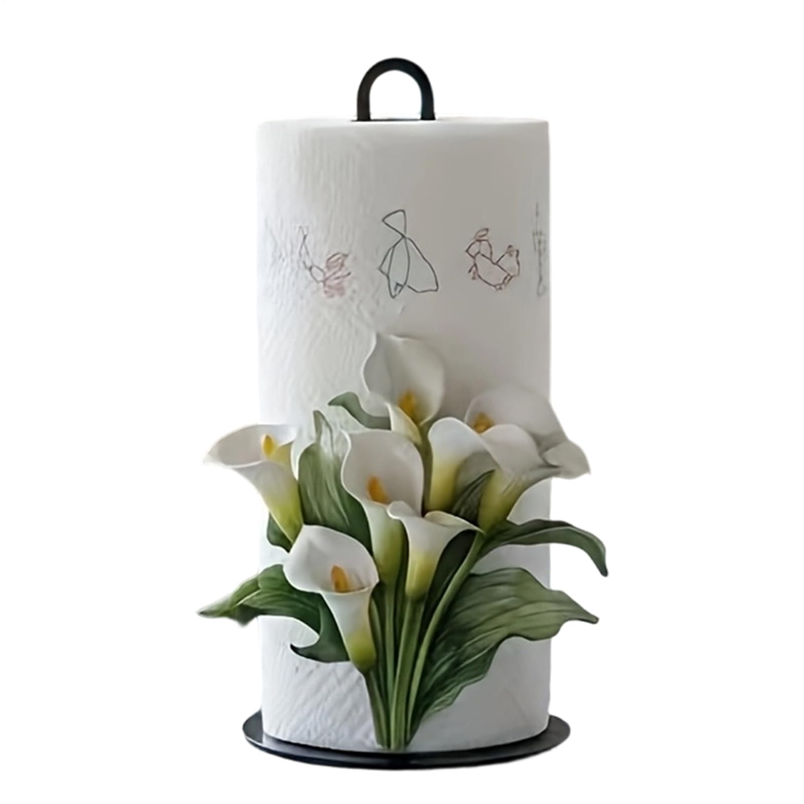 Soporte para papel de cocina con flores 2D: organizador elegante para el hogar y restaurantes