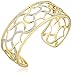 18k Yellow Gold Plated Sterling Silver Two-Tone Filigree Cuff Bracelet, 7.25"