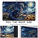FOJEXBKAS Playmat for MTG Dragon Under The Starry Night Magic Play Mat 24x14 Inch Card Game Mat for Magic The Gathering TCG PTCG Playmat with Free Storage Bags Non-Slip Backing and Stitched Edge