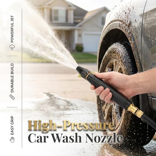 2026 Nueva Pistola de Agua para Lavado de Autos a Alta Presión para el Hogar con Boquilla y Manguera de Refuerzo, Boquilla Ajustable para Regar Plantas y Vegetales y Lavado de Autos (1PCS)