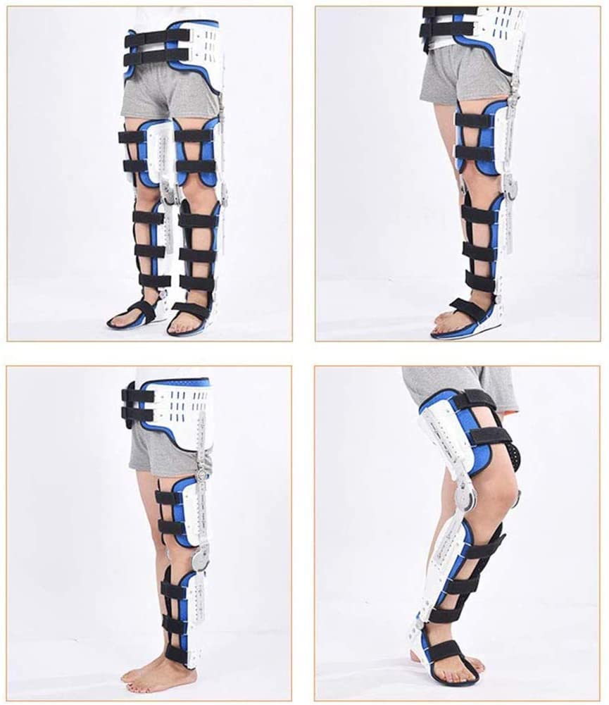 Orthèse de fixation hanche-genou-cheville-pied, orthèse articulée réglable pour genou et hanche, orthèse pour fracture de jambe et de pied des membres inférieurs, Droite-M (Gauche S) (Droite S)