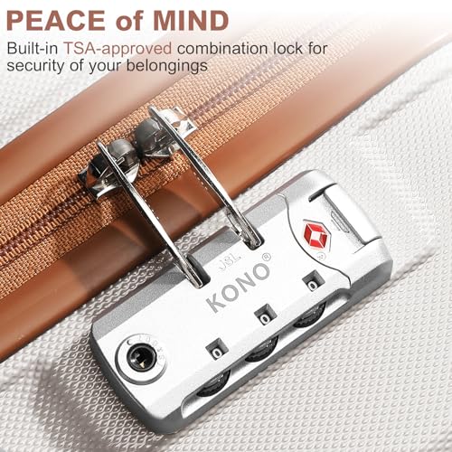 Kono 4 Piece Luggage Sets Lightweight with Spinner Wheels TSA Lock Hardside Travel Rolling Suitcases 20in 24in 28in Carry on and 12in Mini Cosmetic Case Cream White - Image 4