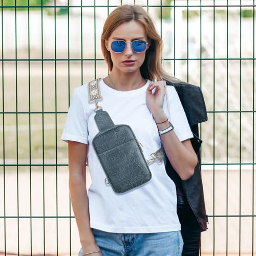 MoKo Vegan Leather Sling Bag - Small Trendy Casual Detachable Shoulder Strap Crossbody Bags for Women and Men Hiking Travel2