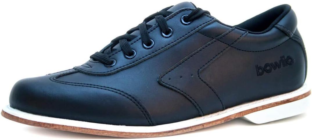Bowlio Verona Leather Bowling Shoes with Leather Sole in Black Red, red Black, 9 UK