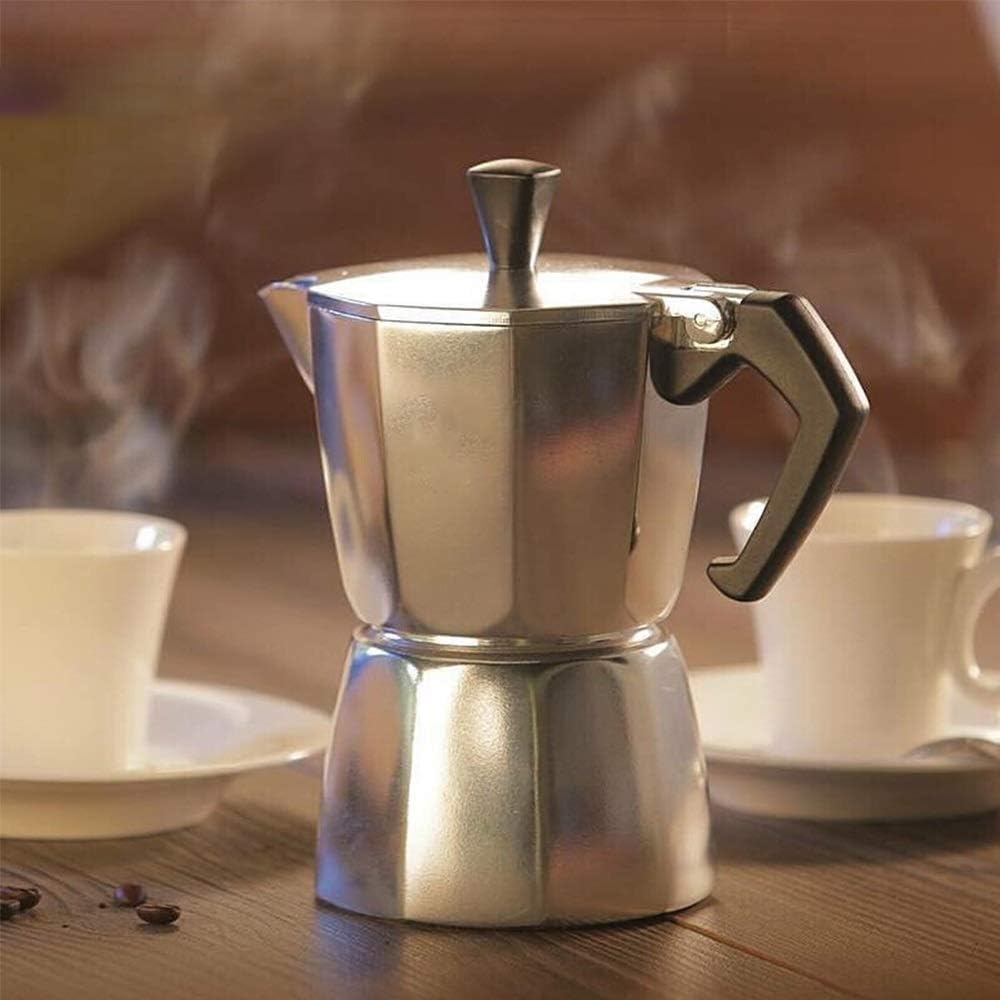 Mocha Pot Moka Pot Hand-Made Coffee Making Manual Coffee Machine Coffee Appliance Stovetop Coffee Makers (Color : Silver, Size : 9 Cup) (Silver 9 Cup)