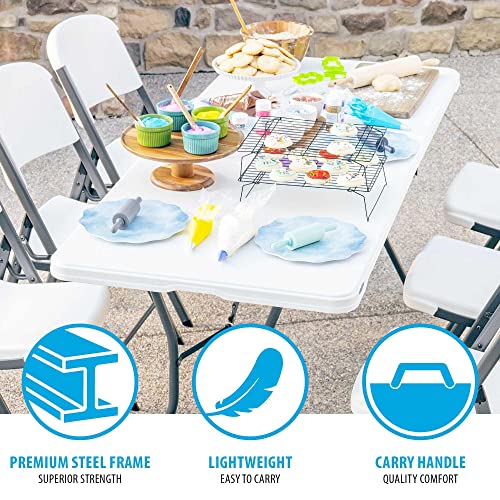 Lifetime 6-Foot Fold In Half Table, White Granite #TOP5