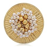 I Jewels 18K Gold Plated Indian Wedding Bollywood Ethnic Adjustable Brass Finger Ring Embellished With ghungroo and pearl (FL220)