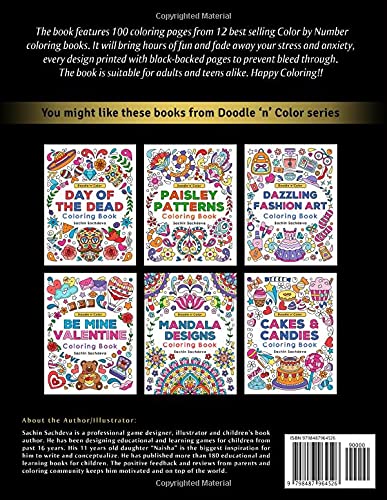 Vista 2 de All Time Hits 100 Color by Number Adult Coloring Pages from Sachin Sachdeva best selling books