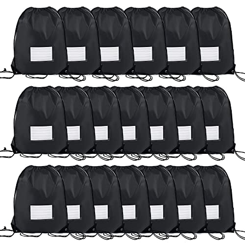 20 Pcs Drawstring Bags,Bulk Draw String Backpack, DIY Gym Sports Cinch Bag Sackpack for Women Men, Black