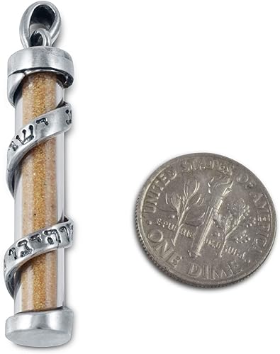 Miniatura 2 de Collar de mezuzá para hombre o mujer en plata de ley 925, Shema Israel, Chamsa, hebreo Chai, Holyland Sand, Menorah