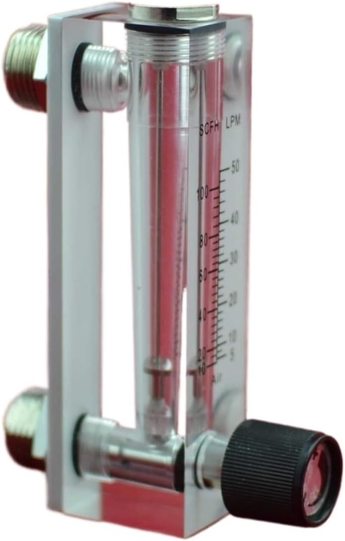 LZM-6T Panel Type Acrylic flowmeter(Flow Meter) with Adjust Valve bass Fitting Female G1/4" Male M18*1.5(3-30LPM for Gas)