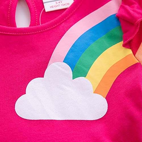 Juxinsu Toddler Cotton Girl Summer Short Sleeve Dress Rainbow Pony Cartoon For Girls 3-7 Years #TOP3