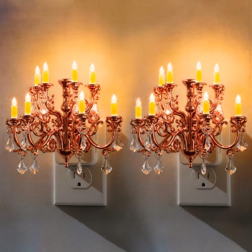 Image of L LOHAS LED Night Lights Plug into Wall,2 Pack,Crystal Chandelier Candle