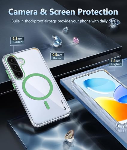 Image of KARWAN Crystal Clear Transparent Back Cover Case with Camera Protection,Compatible with Samsung A36 /A56, Anti Yellow Clear Shockproof Scratch Resistant Case with Magnetic MagEaze Wireless Charging