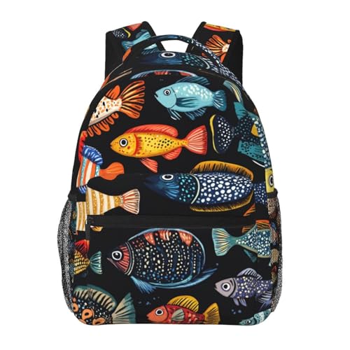 Fishpattern Vintage Backpack For Camping Office Men/Male